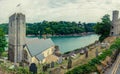 Dartmouth Castle on the estuary of the river dart Pano Royalty Free Stock Photo
