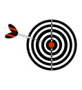 Darts board and darts arrow. Black and red illustration of a darts . Vector icon on white background. Royalty Free Stock Photo