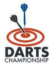 Darts championship, banner with arrows and target