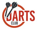 Darts club banner with arrows and inscription Royalty Free Stock Photo