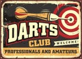 Darts club retro poster design template