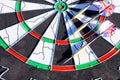 Darts with colored arrows top view Royalty Free Stock Photo