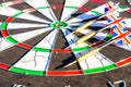 Darts with colored arrows top view Royalty Free Stock Photo