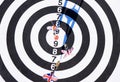 Darts with colored arrows top view Royalty Free Stock Photo