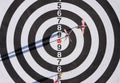 Darts with colored arrows top view Royalty Free Stock Photo