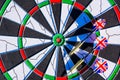 Darts with colored arrows top view Royalty Free Stock Photo