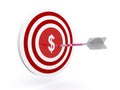 Darts on dollar target Royalty Free Stock Photo