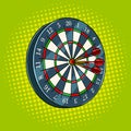 Darts game pop art style vector illustration