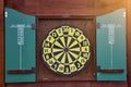 Darts game. round dartboard. Marketing concept. Close-up.