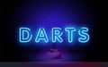 Darts Game symbols neon logo, light banner design element colorful modern design trend, bright sign. Darts Tournament Royalty Free Stock Photo