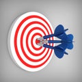 Darts hit accurate on the target Royalty Free Stock Photo