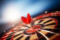 Darts hit target's bullseye: Red arrows signify achieving business targets and goals. Royalty Free Stock Photo