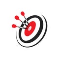 Darts Hitting A Target, Vector illustration of icon, logo, black red white, goal, Goal Smart setting