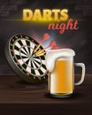 Darts Night Vertical Banner, Aim Board with Darts Royalty Free Stock Photo