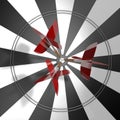 Darts with red feathers were right on target Royalty Free Stock Photo