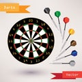 Darts Target and darts, vector illustration on