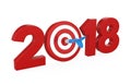2018 with Darts Target Isolated Royalty Free Stock Photo