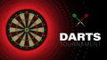 Darts tournament, dart throwing board with arrows, vector illustration