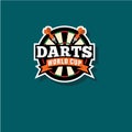 Darts world cup emblem. Target and arrows in a circle.