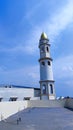 Darul Hijrah mosque tower from the top of the new classroom of the Stai Ali bin Abi Talib campus, Surabaya City, East Java