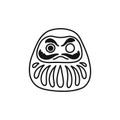 Daruma, japanese traditional doll doodle icon, vector illustration