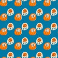 Daruma Japanese vintage dolls seamless pattern in vector. Royalty Free Stock Photo