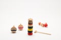 `Darumaotoshi`,`Kendama`,and `Koma` traditional Japanese toys