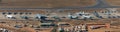 Darwin, Australia - August 4, 2018: Aerial view of military aircraft lining the tarmac at Darwin Royal Australian Airforce Base du