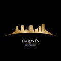 Darwin Australia city silhouette black background