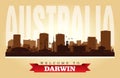 Darwin Australia city skyline vector silhouette Royalty Free Stock Photo