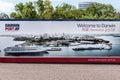 Large photo welcome sign in port of Darwin Australia
