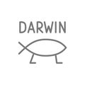 Darwin Fish, Evolution Line Icon.