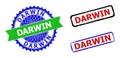 DARWIN Rosette and Rectangle Bicolor Stamp Seals with Scratched Styles