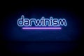 Darwinism - blue neon announcement signboard Royalty Free Stock Photo