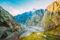 Daryal Gorge. Beautiful Blue Sky Over Mountains And Rocks In Darial Gorge