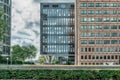 Das building, Financial district, Modern office buildings, business district Amsterdam Arena park, Southeast, moody cloudy sky Royalty Free Stock Photo