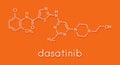 Dasatinib cancer drug molecule. Skeletal formula.