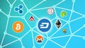 DASH Blue Background, Cryptocurrency Blockchain Network