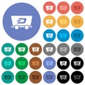 Dash criptocurrency mining round flat multi colored icons