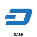Dash crypto currency blockchain flat logo isolated on white background.