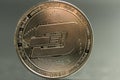 Dash. Crypto currency silver coin, Macro shot of Dash coin isolated on background, cut out Blockchain technology,