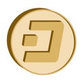 Dash crypto currency symbol,golden coin icon