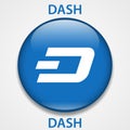 DASH cryptocurrency blockchain icon. Virtual electronic, internet money or cryptocoin symbol, logo