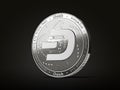 Dash cryptocurrency concept coin with new, 2019 updated logo. Isolated on black background. 3D rendering Royalty Free Stock Photo