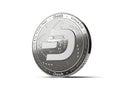 Dash cryptocurrency concept coin with new, 2019 updated logo. Isolated on white background. 3D rendering Royalty Free Stock Photo