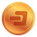 Dash cryptocurrency icon, cartoon style