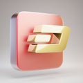 Dash cryptocurrency icon. Gold 3d rendered icon on red matte gold plate