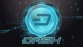 Dash cryptocurrency symbol. Hi-tech futuristic background illustration.