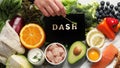 Dash flexitarian mediterranean diet on light background