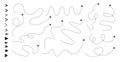 Dash line arrows. Route paths with arrow icons, roadmap direction pointer and navigation lines. Dashed routes with different Royalty Free Stock Photo